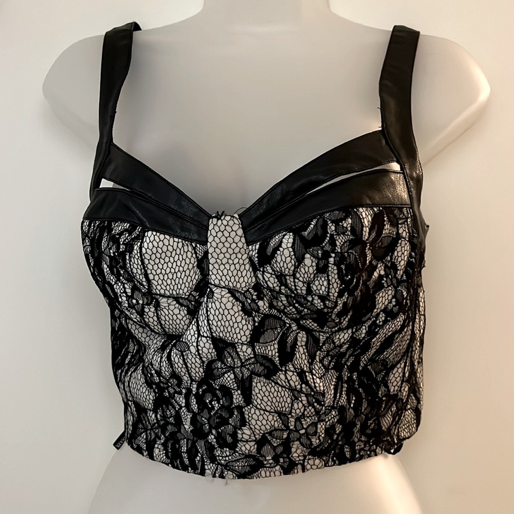 Leather & Lace crop top